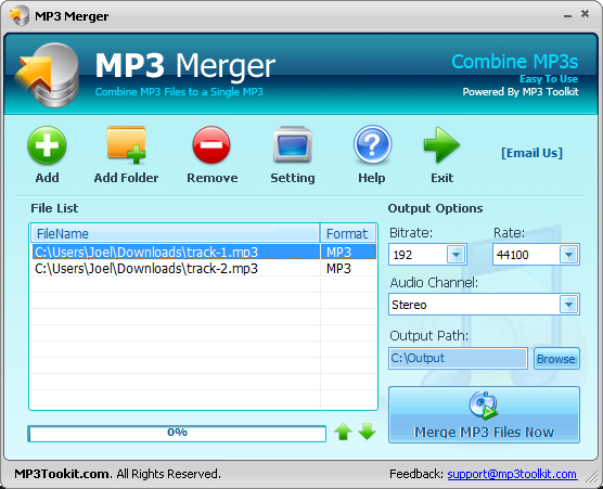 how to merge mp3 files in windows